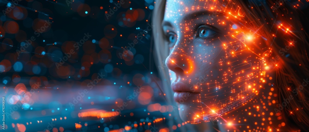 Poster Using artificial intelligence (AI) in working tools. Using chatbots via artificial intelligence (AI) to generate innovative online connections for providing access to information and data.