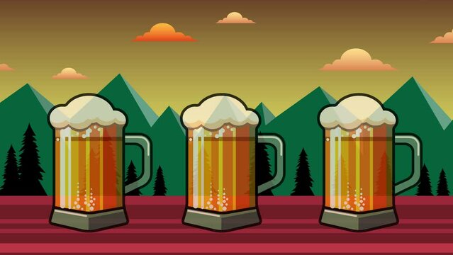 
A large mug of beer. A colorful template for the presentation design.