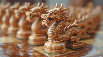 An economic concept depicted as a dragon chess piece, based on China's business metaphor