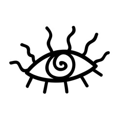Eye boho. Lineart Vector illustration. Flower moon , Magic celestial witchcraft symbol. Masonic symbol. Hand drawn logo or emblem - 792909590