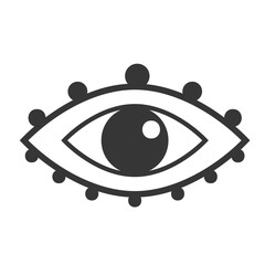 Eye boho. Lineart Vector illustration. Flower moon , Magic celestial witchcraft symbol. Masonic symbol. Hand drawn logo or emblem - 792909769