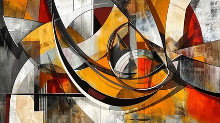 Vibrant Abstract Artwork with Dynamic Shapes and Textures