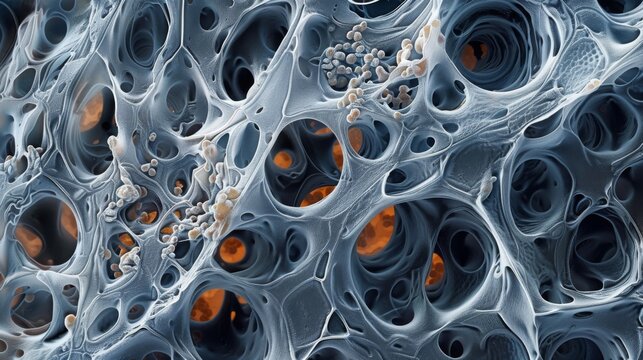 An electron microscope image of a plant cells primary cell wall showing the densely packed arrangement of cellulose microfibrils and