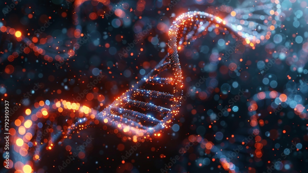 Aufkleber graph of genetic helix combined with electronic pattern concept for dna data storage or synthetic bi