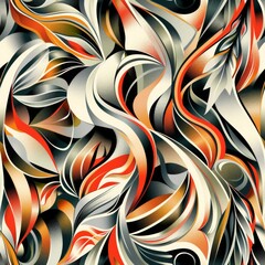 Abstract Swirling Patterns with Vibrant Colors and Metallic Tones