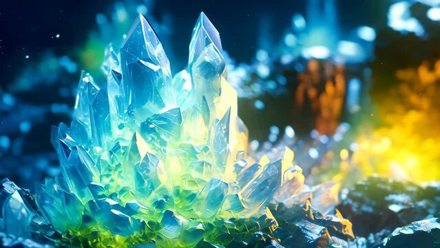 Magical meditation crystals glowing