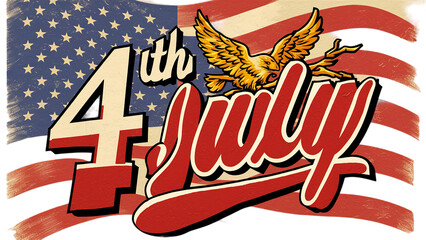 Happy 4th Of July USA Independence Day. Fourth July calligraphic background.