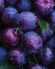 A bunch of plums, their deep purple skin a hint of the juicy sweetness within