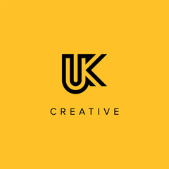 Alphabet Letters UK KU Creative Luxury Logo Initial Based Monogram Icon Vector Elements.