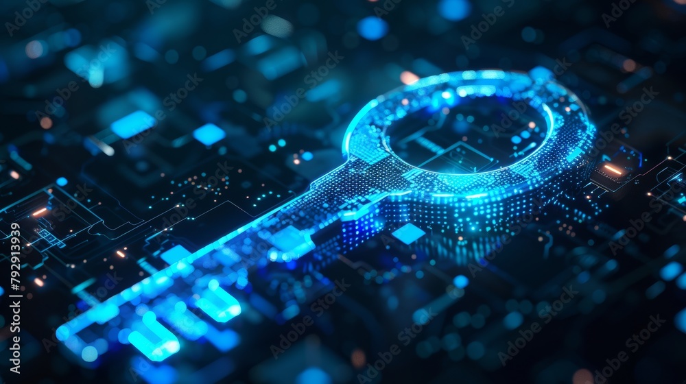 Aufkleber The concept of cyber security or private keys, abstract digital keys with interfaces to technology
