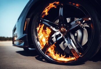 'wheel car flame illustration tire isolated rubber steel nobody white circle graphic black object...