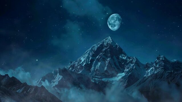 full moon at night on nature landscape video looping stock 