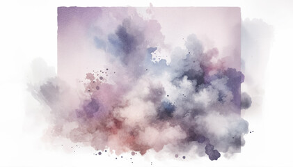 Abstract image reminiscent of a cloud, made with watercolors in pastel colors with elements of purple, pink and gray