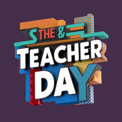 Free Vector Happy Teacher Day text Design Generative Ai