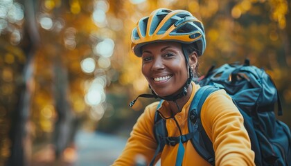 A lifestyle shot of a former smoker enjoying a healthy outdoor activity, like hiking or cycling