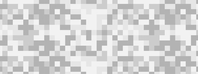 Seamless pattern with squares. Abstract pixel and cube background. Vector digital mosaic pattern. White and gray light elements tile art backdrop.