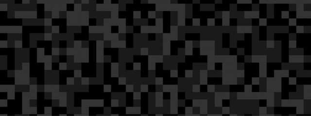 Seamless pattern with squares. Abstract pixel and cube background. Vector digital mosaic pattern. Black and gray light elements tile art backdrop.