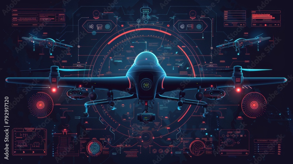 Aufkleber a graphic of the interface for drone control technology
