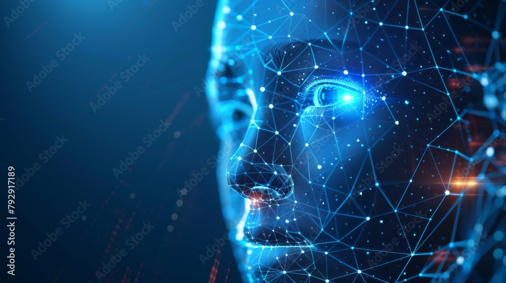 Aufkleber Conceptual model of a facial recognition system incorporating 3D scanning and facial recognition.