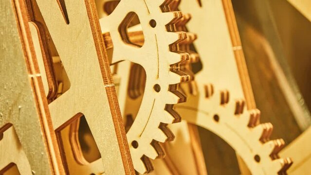 Wooden mechanism that consists of several gears