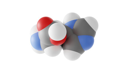 histidine molecule, essential amino acid, molecular structure, isolated 3d model van der Waals