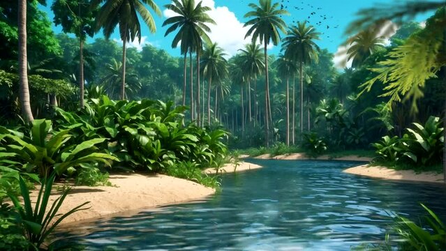 natural view of river water flowing in the forest