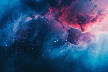 Colorful portrayal of a galaxy with striking blue, red, and purple shades. Cosmic and captivating...