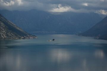 Bay of Kotor, the pearl of Montenegro. It is surrounded by mountains covered with dense forests,...