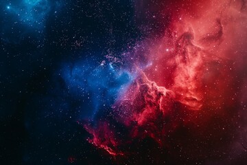 A colorful galaxy with blue, red and purple hues