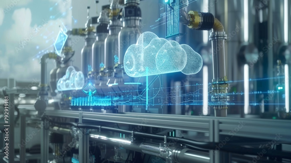 Poster the concept of industry 4.0, combining automation and cloud computing