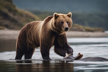 'bear catch brown coastal alaska animal feeding fishing grizzly mammal nature salmon water ursus wild wildlife'