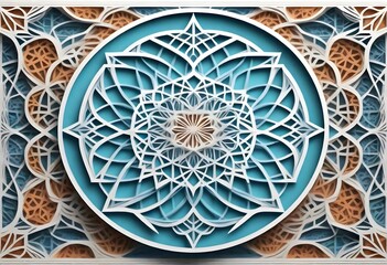 Papercut illustration a symmetrical geometric desi (24) - Powered by Adobe