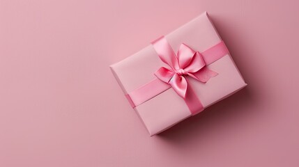 A lovely vacant pink gift box stands out against a soft pastel backdrop perfect for occasions like holidays birthdays weddings Mother s Day Valentine s Day and Women s Day Plenty of space f