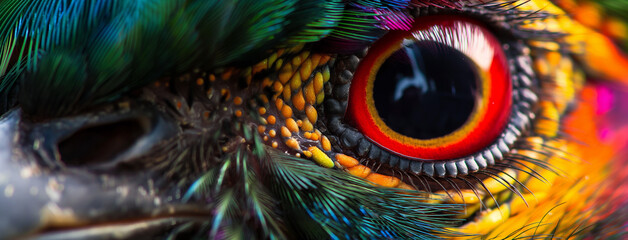 Olho de um pássaro colorido - Papel de parede