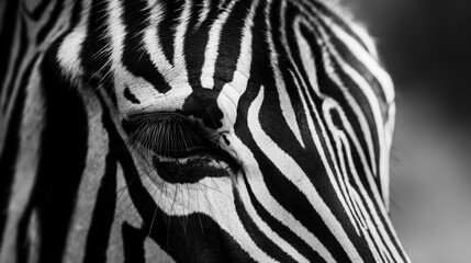 Olhos de uma zebra macro - Papel de parede - obrazy, fototapety, plakaty