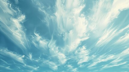 Serene Blue Sky with Wispy Cirrus Clouds - obrazy, fototapety, plakaty