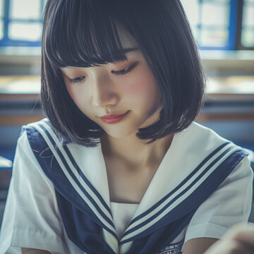A photorealistic portrait of a Japanese girl 57