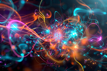 Digital Visualization of Complex Quantum Mechanics and Particle Interactions - obrazy, fototapety, plakaty