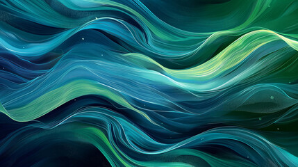 Fototapeta premium Abstract blue and green waves background