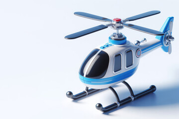 Toy helicopter on a light background. Space for text.