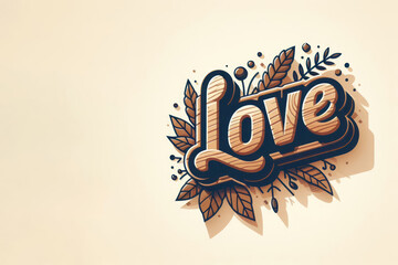 The word love on a clean background. Space for text.