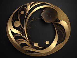 Elegant abstract circle background in black and gold.