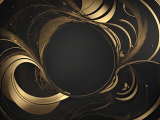 Elegant abstract circle background in black and gold.
