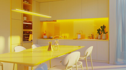 a beautiful modern, clean kitchen with perfectly bright diffuse lighting