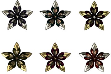 3d shiny colorful floral star stickers 35