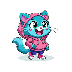 Cute Baby Cat Wearing Hoodie