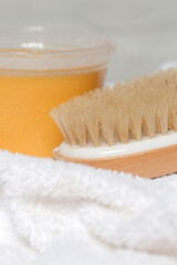 Dry skin wooden body brush for anti cellulite and lymphatic drainage massage	