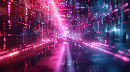 Cyberspace ablaze with neon geometry, a testament to AI's creativity. 