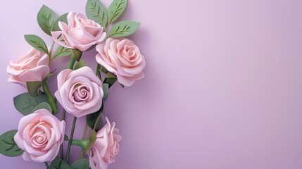 Celebrate Mother s Day with a charming greeting card featuring a beautiful bouquet of handcrafted roses set against a lovely soft purple backdrop