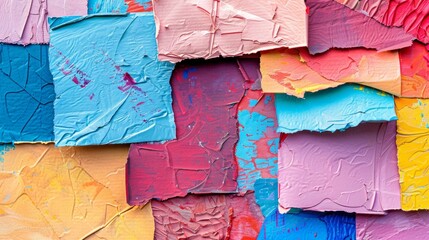 Assorted pile of papers with a variety of colors and textures. A vibrant collection of creative...